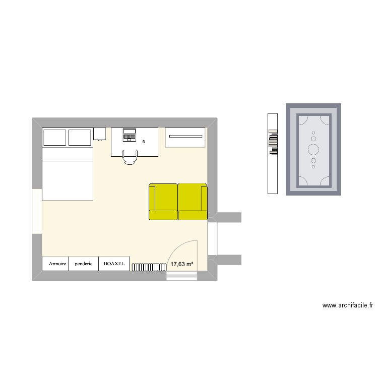 CH1-Clémenceau. Plan de 1 pièce et 18 m2