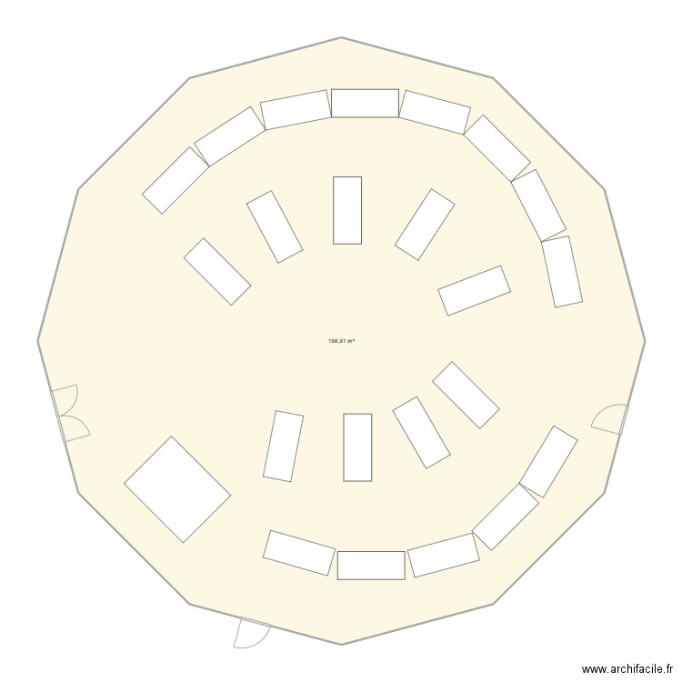 salle. Plan de 1 pièce et 199 m2