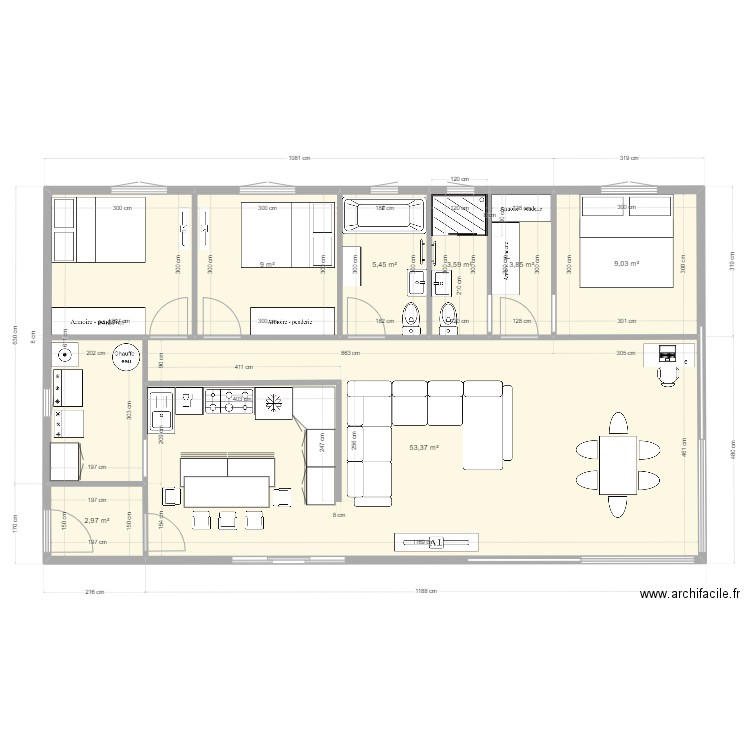 Intérieur maison 8 x 14. Plan de 0 pièce et 0 m2