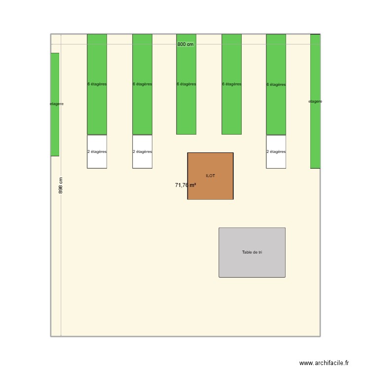 garage. Plan de 1 pièce et 72 m2