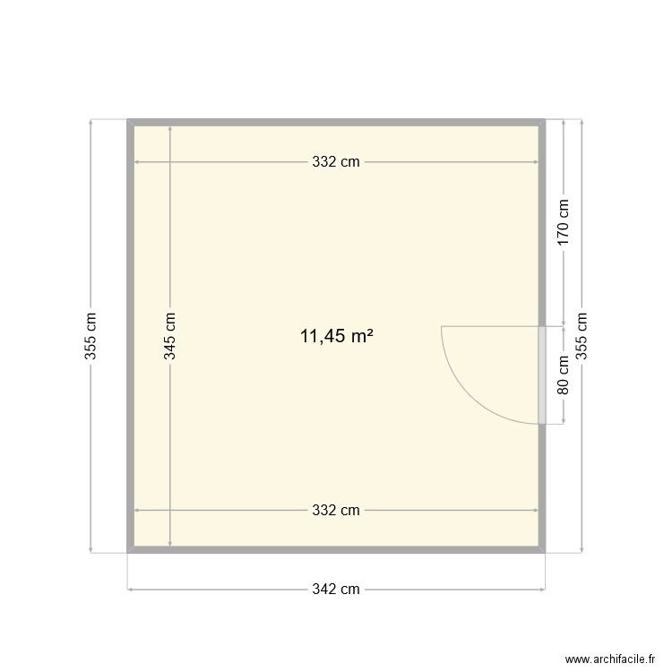 cuisine. Plan de 1 pièce et 11 m2