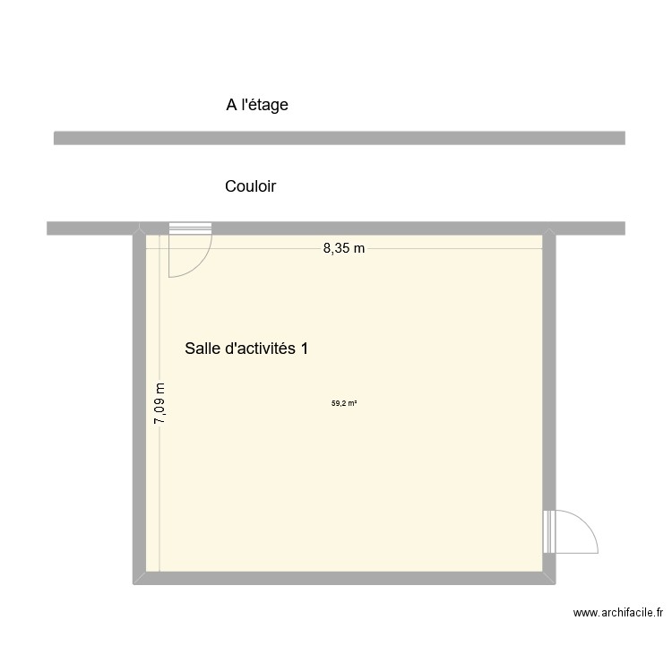 Salle d'activité 1. Plan de 1 pièce et 59 m2