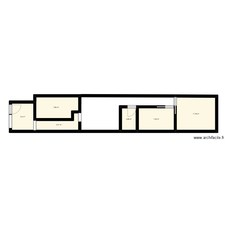 Plan local. Plan de 6 pièces et 39 m2