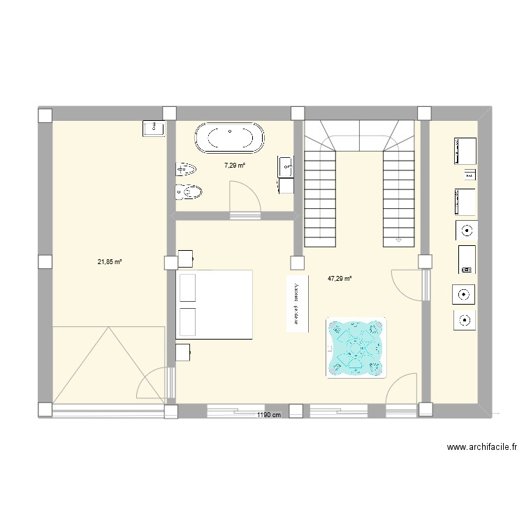 villa giovina plan 1.1. Plan de 3 pièces et 76 m2