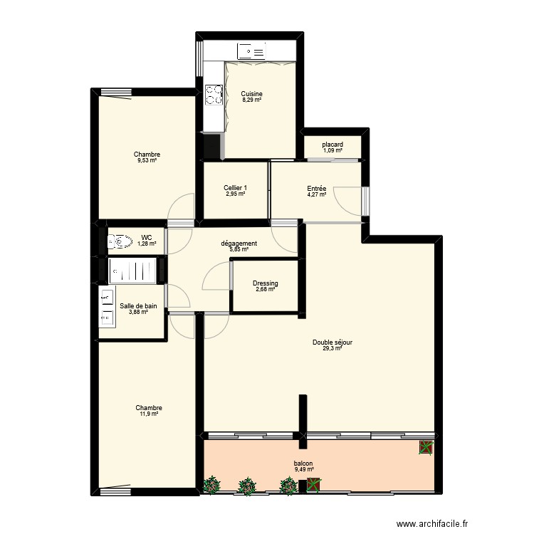 DE OLIVEIRA VARRAL. Plan de 16 pièces et 91 m2