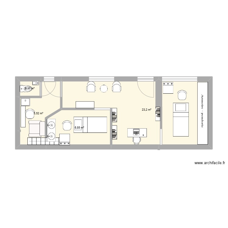 BP 2. Plan de 4 pièces et 37 m2