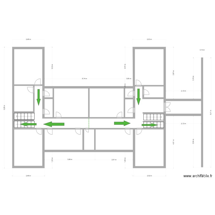 ISJP/Niveau 1/Primaire Bis. Plan de 18 pièces et 70 m2