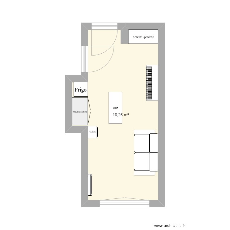 Appart Juvignac 1. Plan de 1 pièce et 18 m2