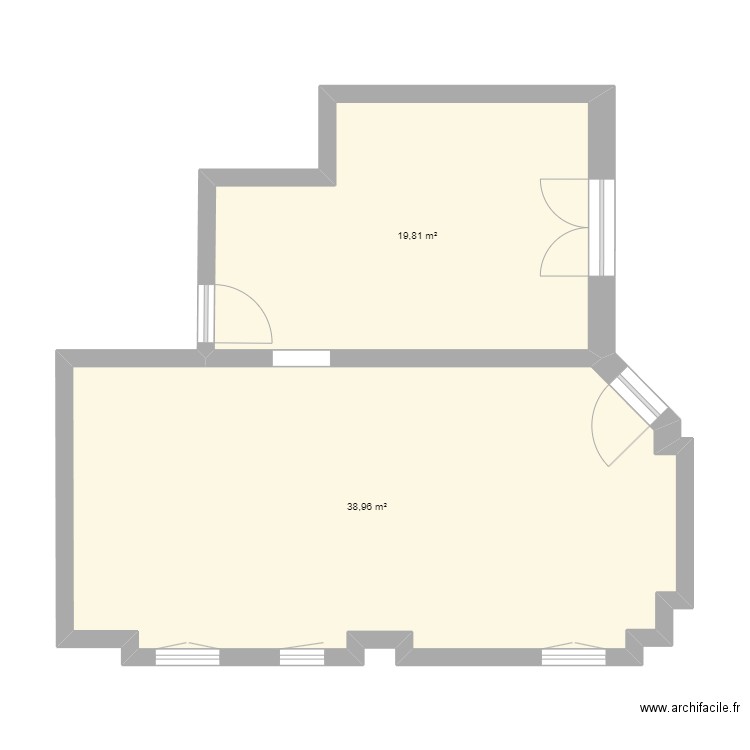 Appart cote reel . Plan de 2 pièces et 59 m2