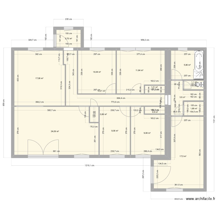 Maison d'Olivier . Plan de 16 pièces et 127 m2