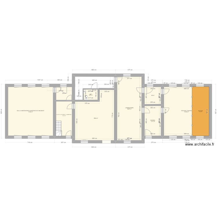 amenagement mairie. Plan de 9 pièces et 219 m2