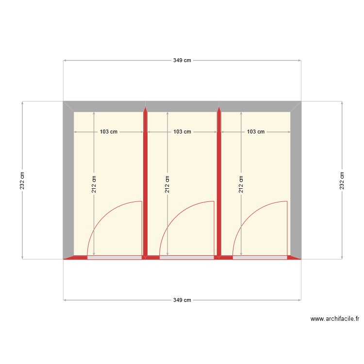 cloison iris. Plan de 3 pièces et 7 m2