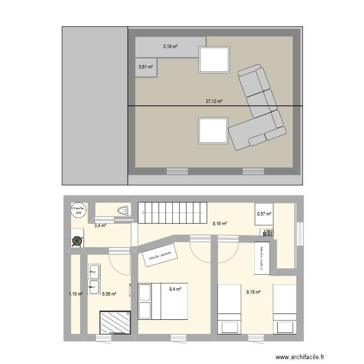 rully 1er étage. Plan de 10 pièces et 70 m2