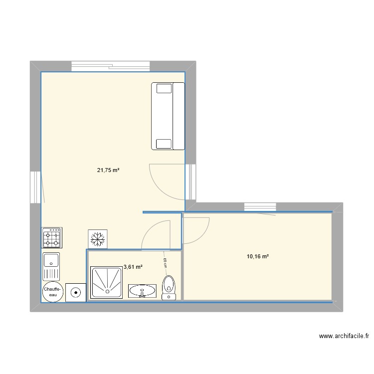 maison12. Plan de 3 pièces et 36 m2