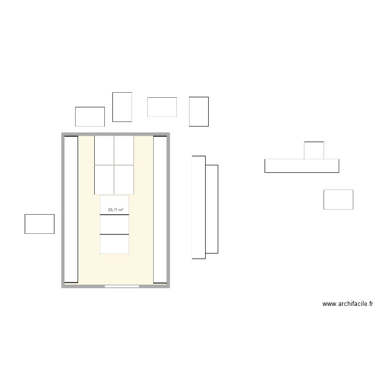 labo. Plan de 1 pièce et 25 m2