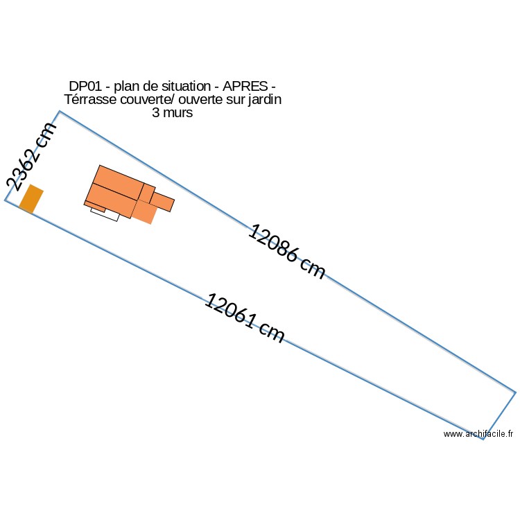 DP01 - plan de situation Térrasse ouverte AVANT1 loin. Plan de 1 pièce et -2106 m2