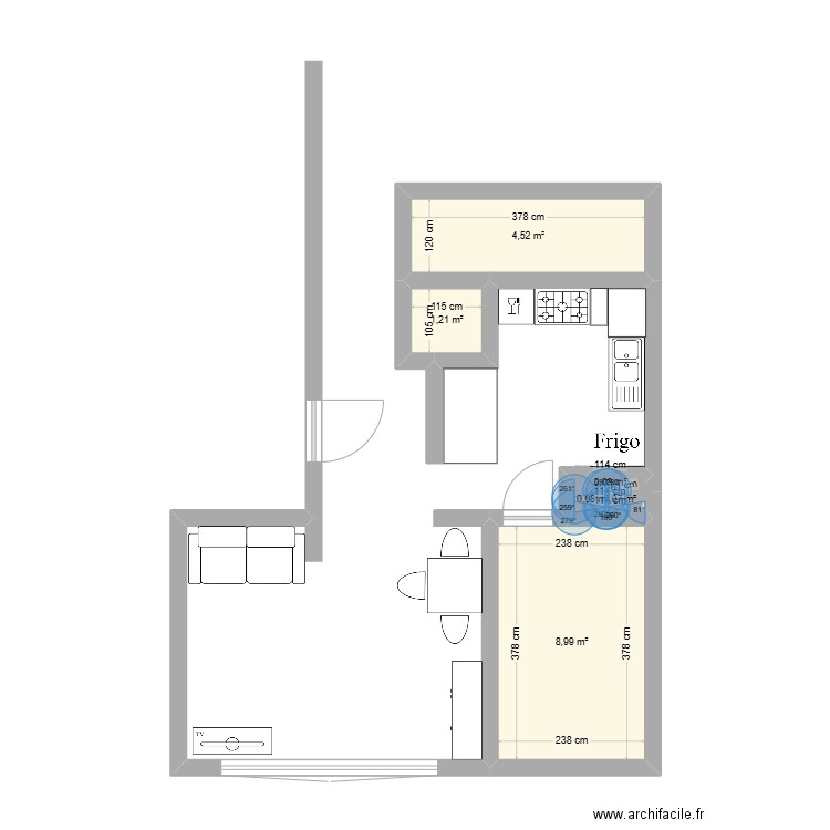 Watteau 1. Plan de 6 pièces et 15 m2