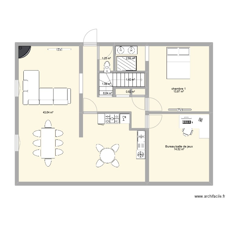 maison. Plan de 9 pièces et 86 m2