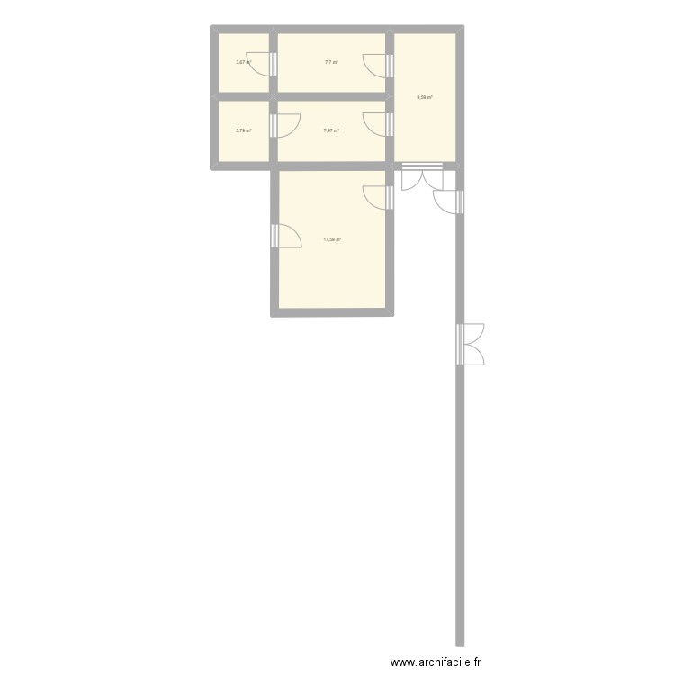 labo. Plan de 6 pièces et 50 m2