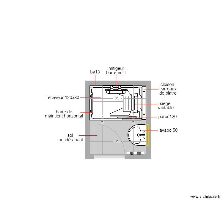 ph303. Plan de 1 pièce et 2 m2