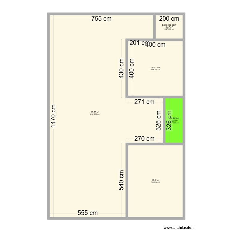 PLAN GOROM. Plan de 5 pièces et 139 m2