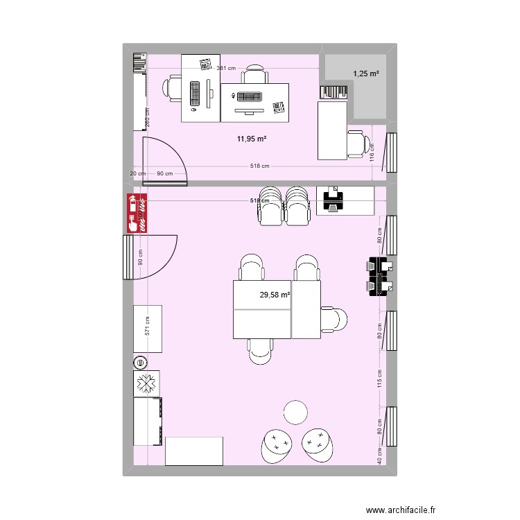 WIMOOV BUSSY-SAINT-GEORGES DANS L'EXISTANT. Plan de 3 pièces et 43 m2