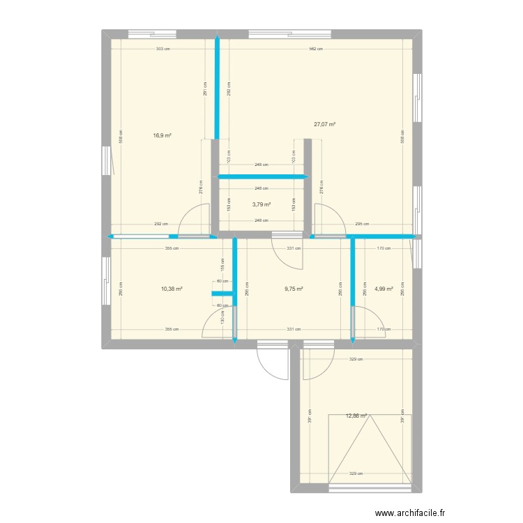 Maison Association Base 2 Avec ouvertures V1. Plan de 7 pièces et 86 m2