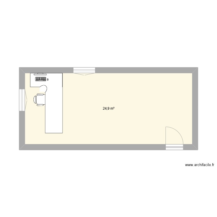 bureau. Plan de 1 pièce et 25 m2