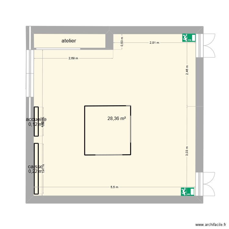 decathlon. Plan de 4 pièces et 30 m2