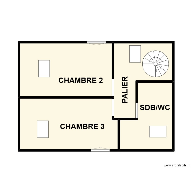 LANDREAU 1ER. Plan de 4 pièces et 44 m2