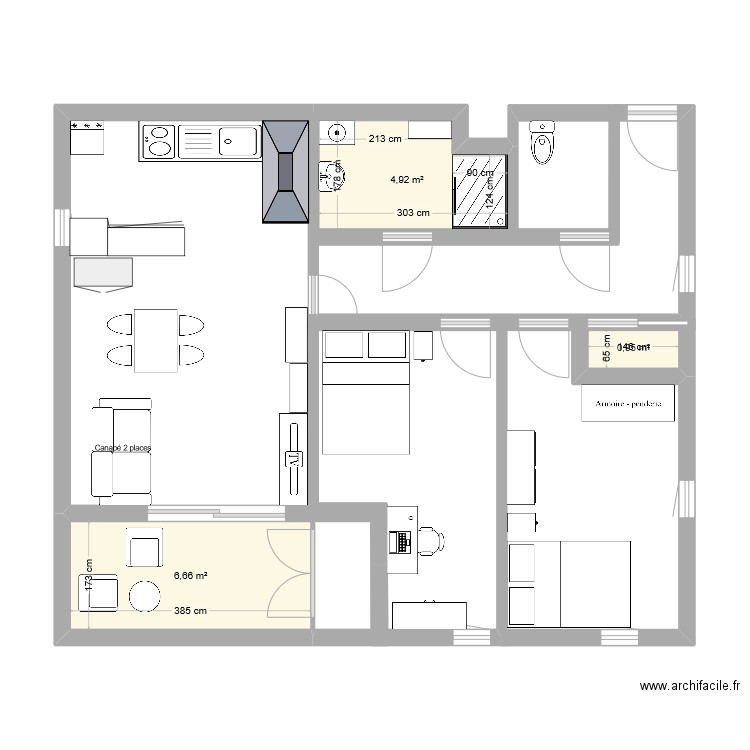 nouveau logement. Plan de 3 pièces et 13 m2