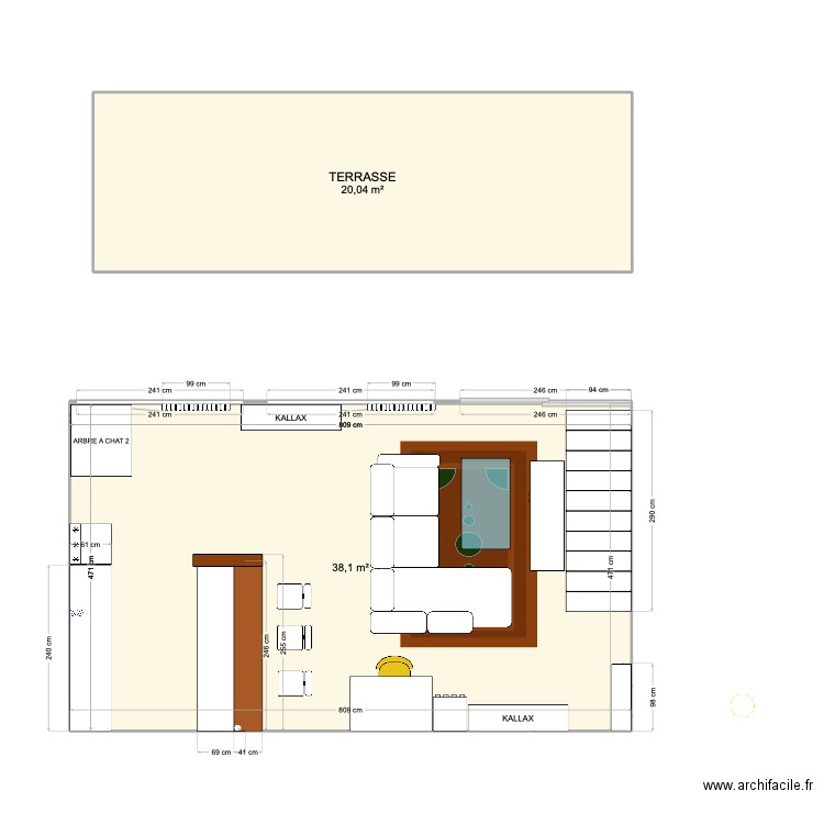 SALON 12. Plan de 2 pièces et 58 m2