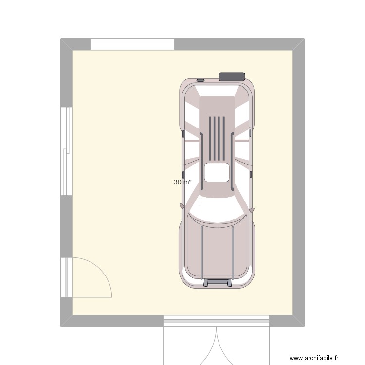 garage. Plan de 1 pièce et 30 m2