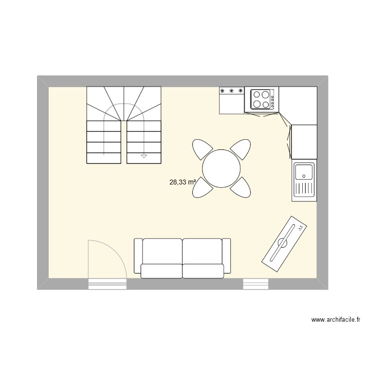 Premier test de plan. Plan de 1 pièce et 28 m2