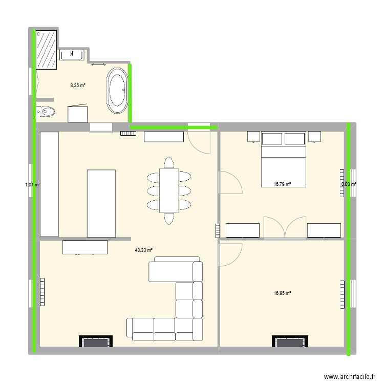 Clémentine. Plan de 6 pièces et 91 m2