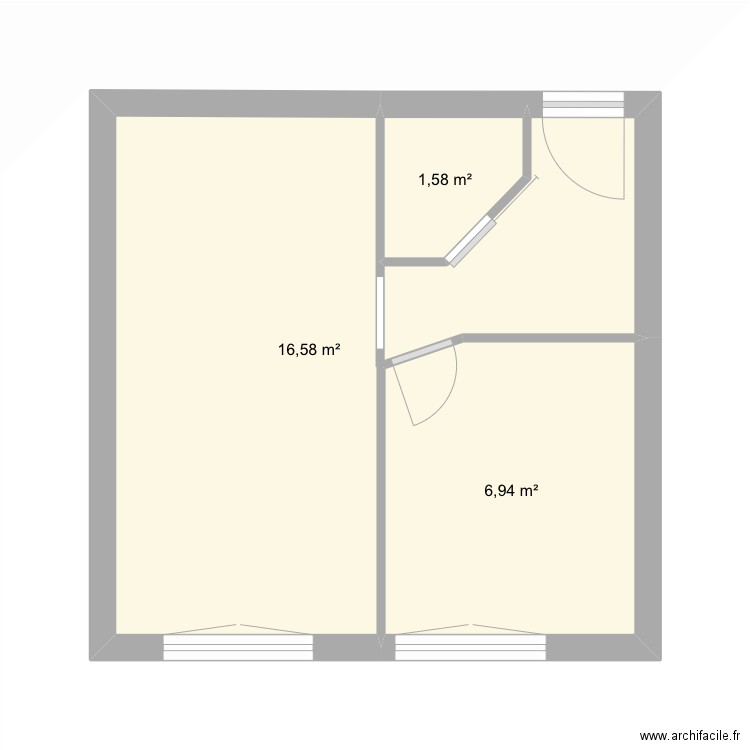 Princesse actuel. Plan de 3 pièces et 25 m2