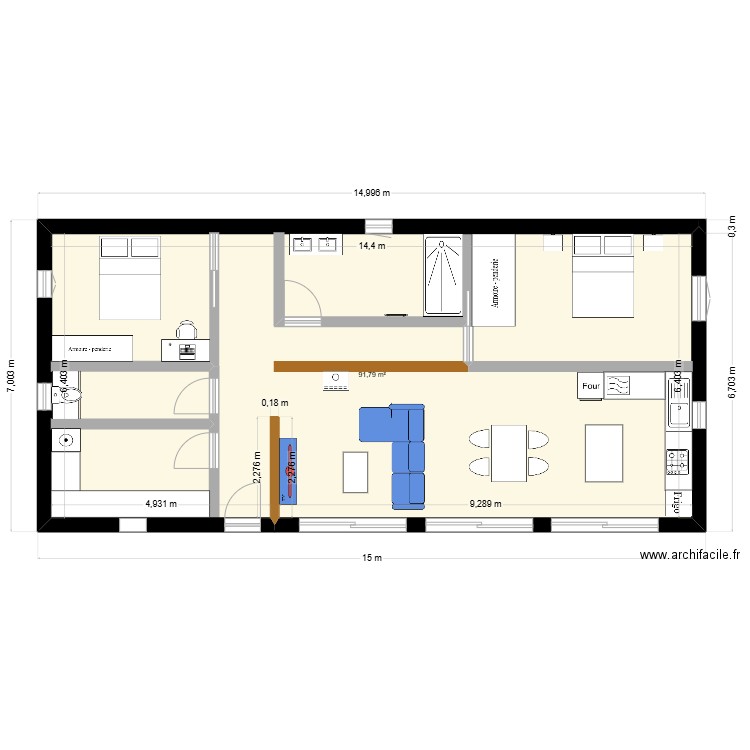 Chalet bis 1. Plan de 1 pièce et 92 m2