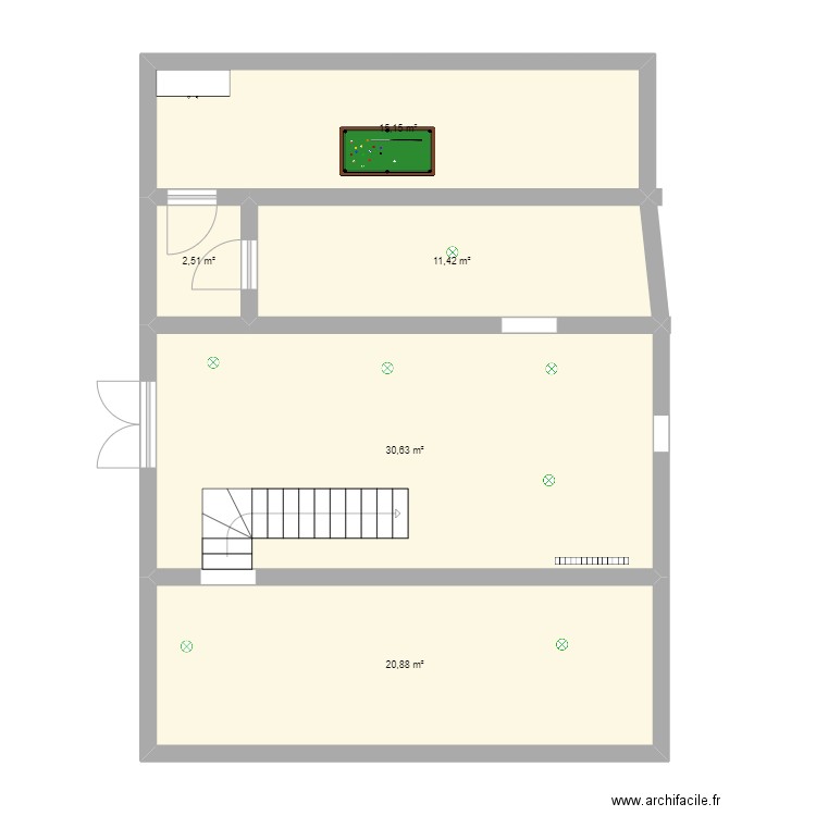 boulangerie. Plan de 5 pièces et 81 m2