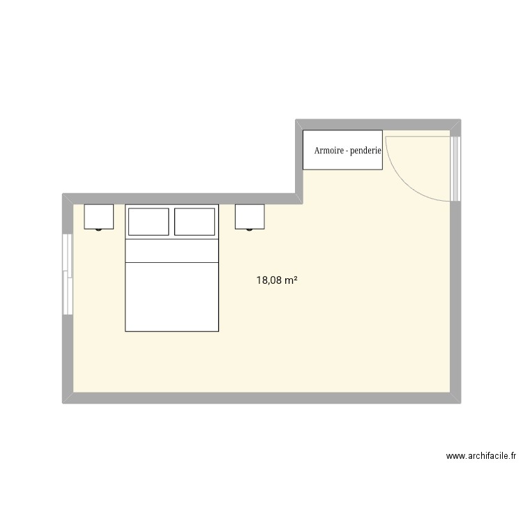 Chambre n° 2. Plan de 1 pièce et 18 m2