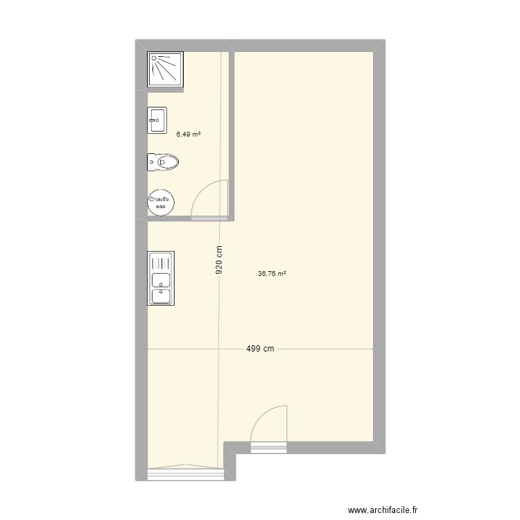 Martinsson - Voiron. Plan de 2 pièces et 43 m2