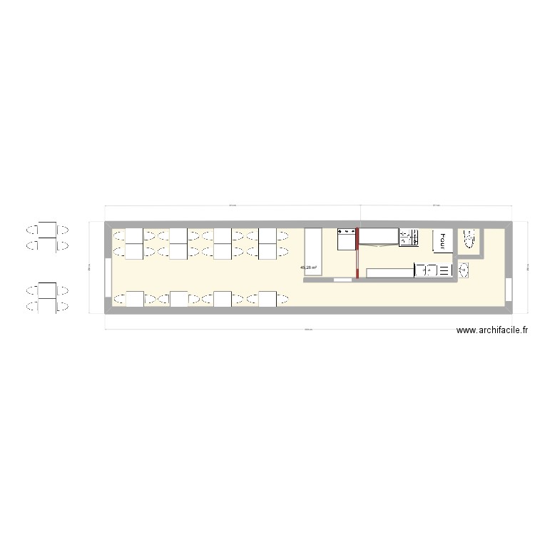 Restau. Plan de 1 pièce et 45 m2