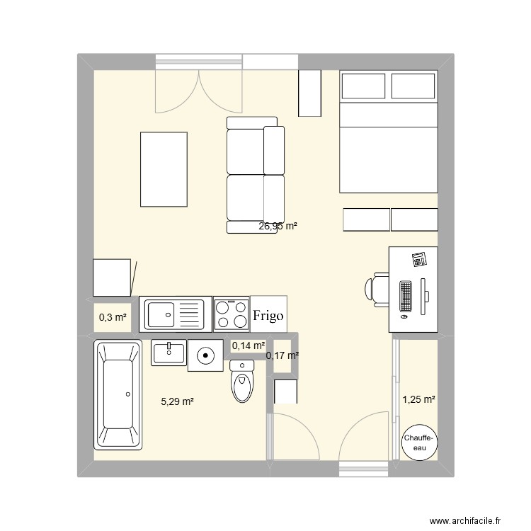 Appart Noémie. Plan de 6 pièces et 34 m2