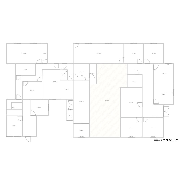 Plan Unité. Plan de 26 pièces et 265 m2