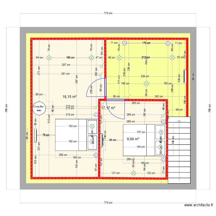 CONCORDE. Plan de 3 pièces et 75 m2