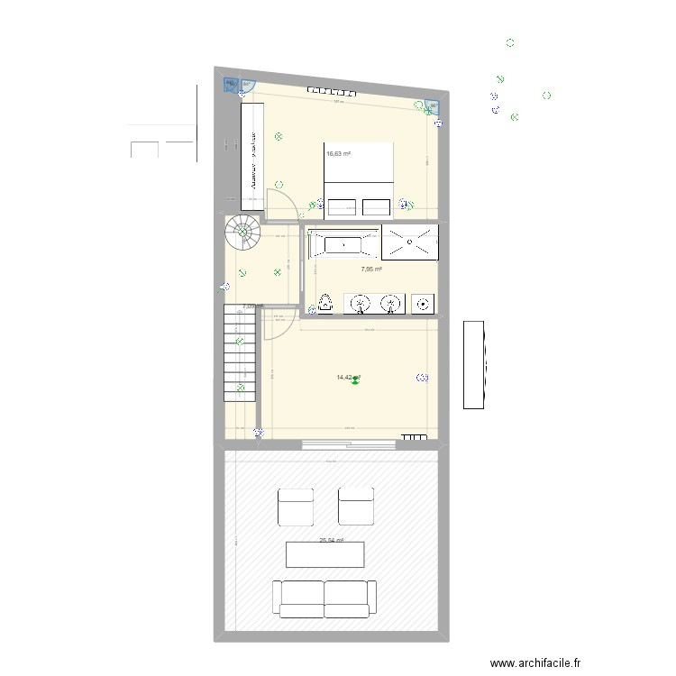 Cavell bisbis. Plan de 6 pièces et 73 m2