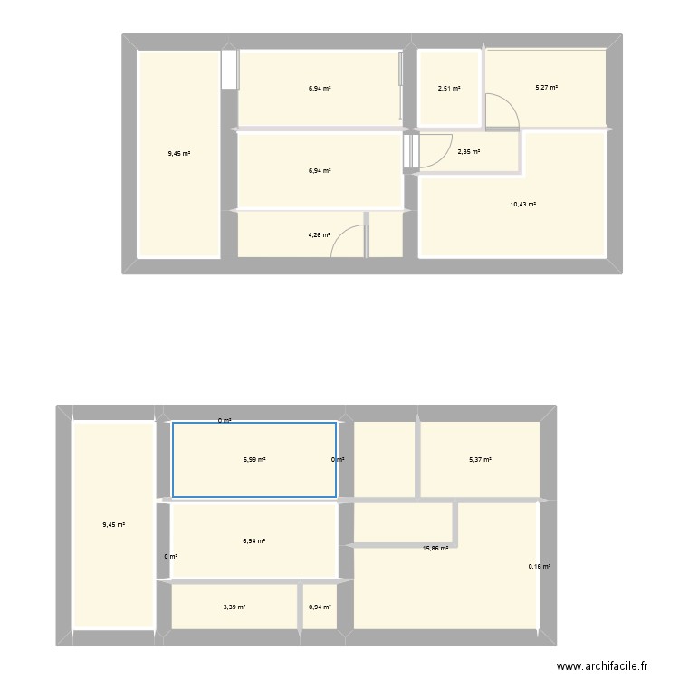 ferme. Plan de 26 pièces et 146 m2