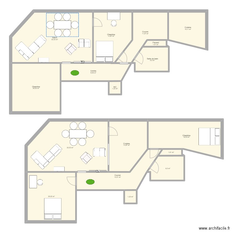 place change original. Plan de 17 pièces et 214 m2