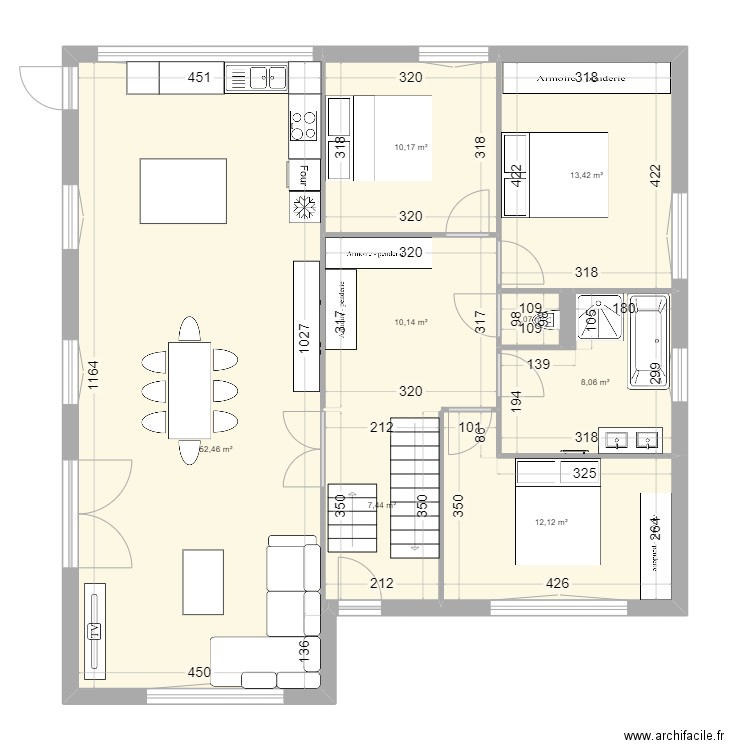 Maison Pfaffenheim plan modifié. Plan de 9 pièces et 115 m2