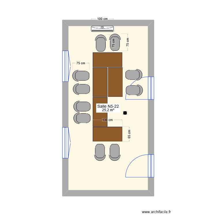 N5-22 V1 (réunion). Plan de 1 pièce et 25 m2