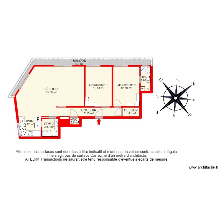 BI23711 -. Plan de 11 pièces et 90 m2